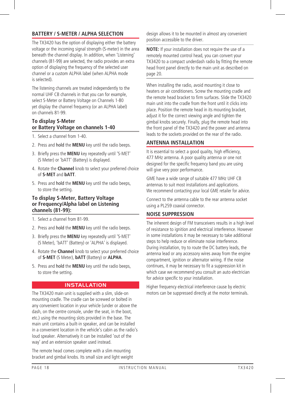 GME TX3420 User Manual | Page 18 / 24