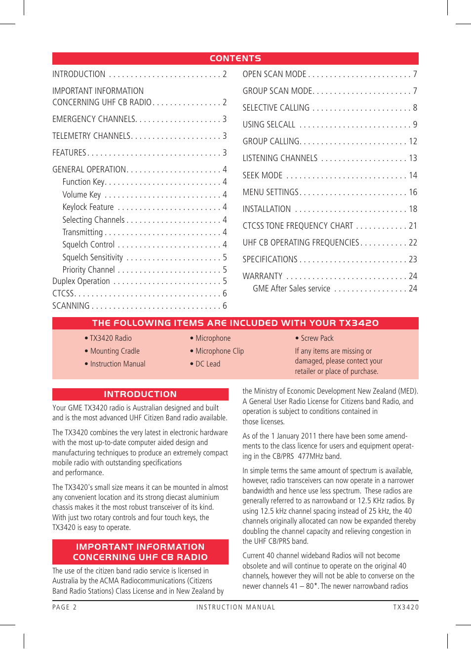 GME TX3420 User Manual | Page 2 / 24