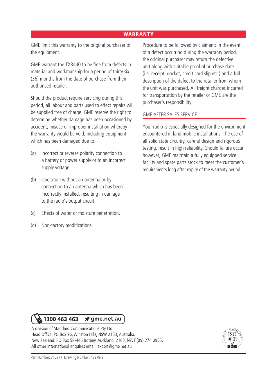 GME TX3440 User Manual | Page 24 / 24