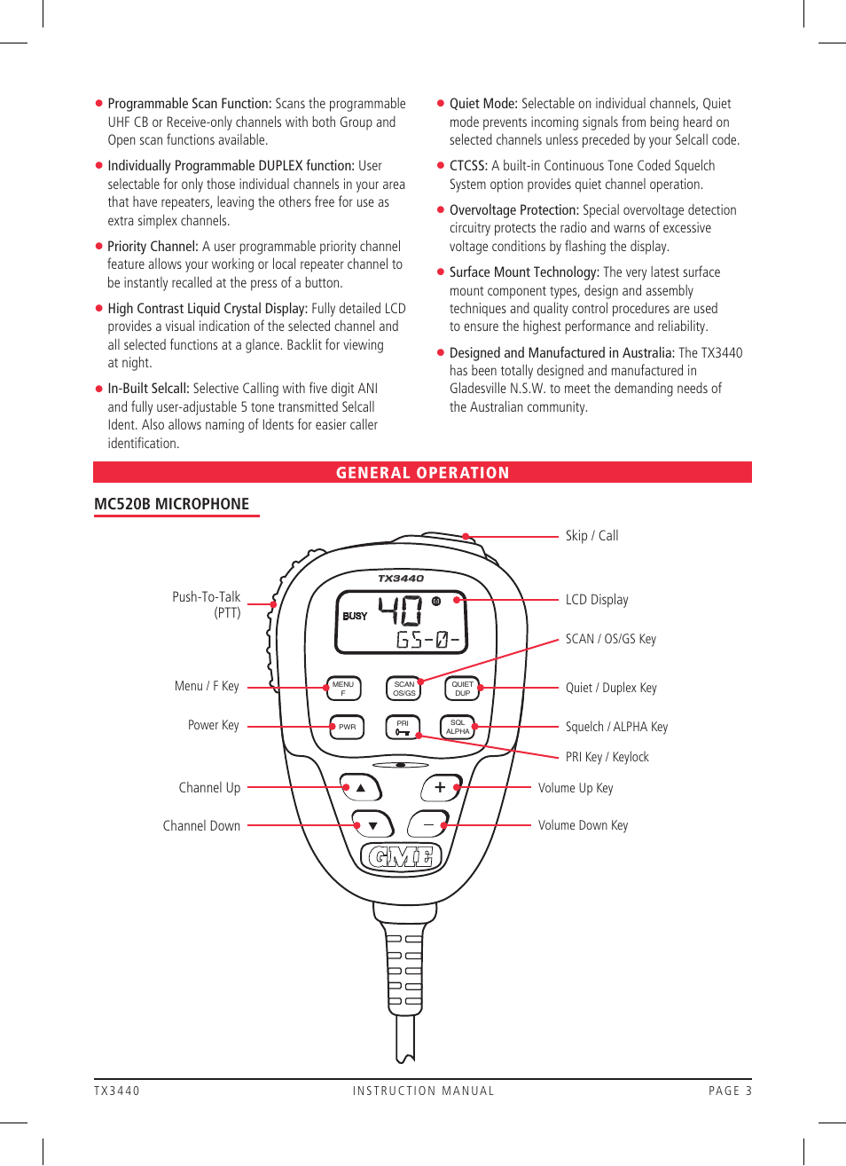 GME TX3440 User Manual | Page 3 / 24