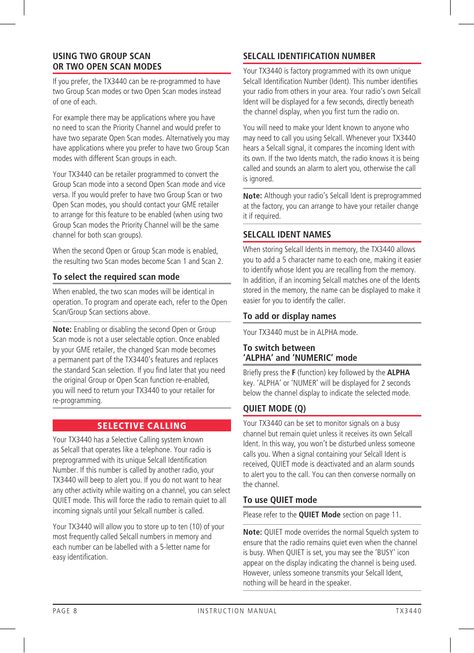 GME TX3440 User Manual | Page 8 / 24