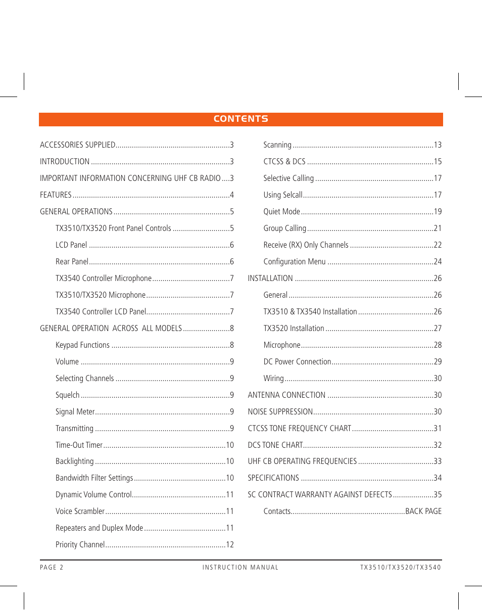 GME TX3520 User Manual | Page 2 / 36
