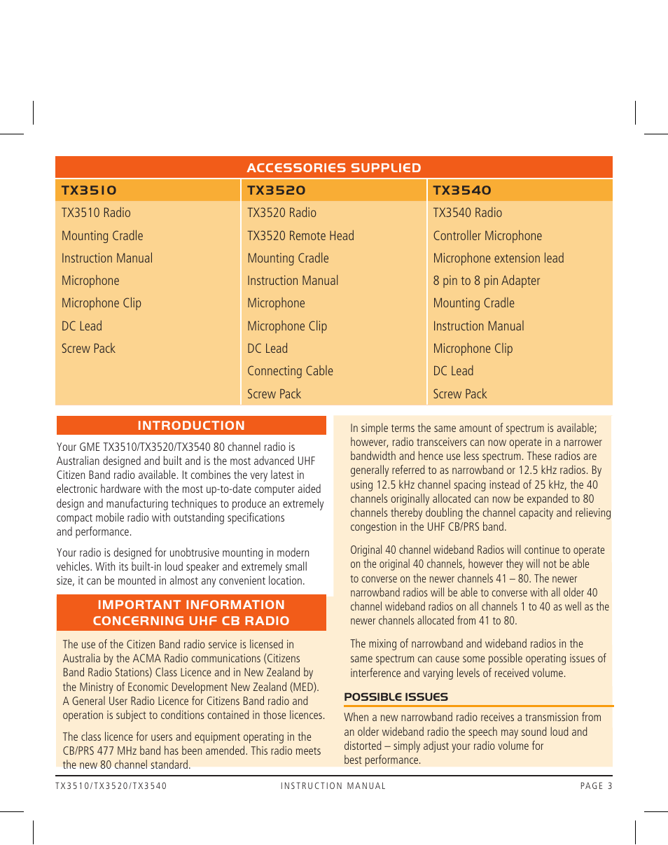 GME TX3520 User Manual | Page 3 / 36