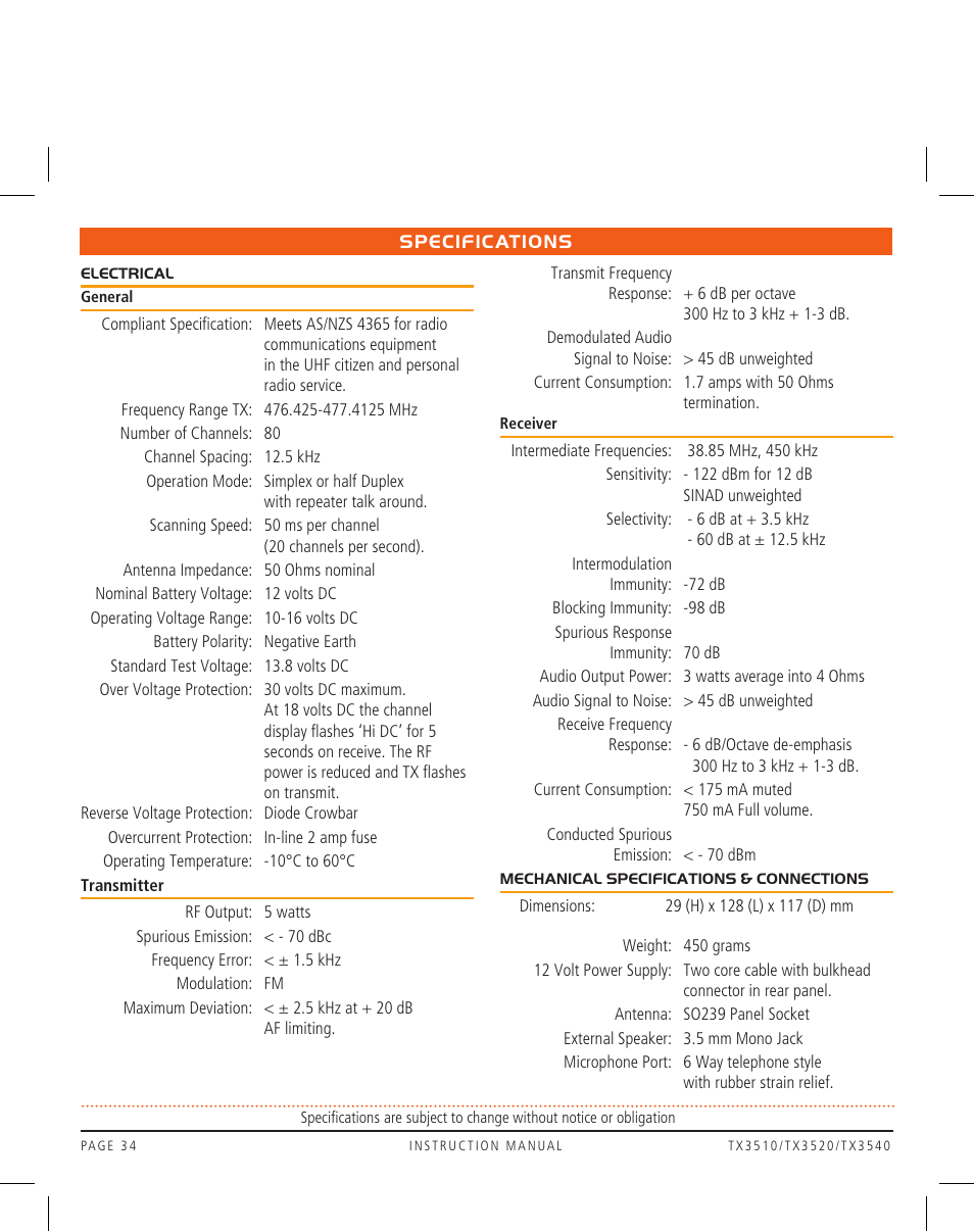 GME TX3520 User Manual | Page 34 / 36