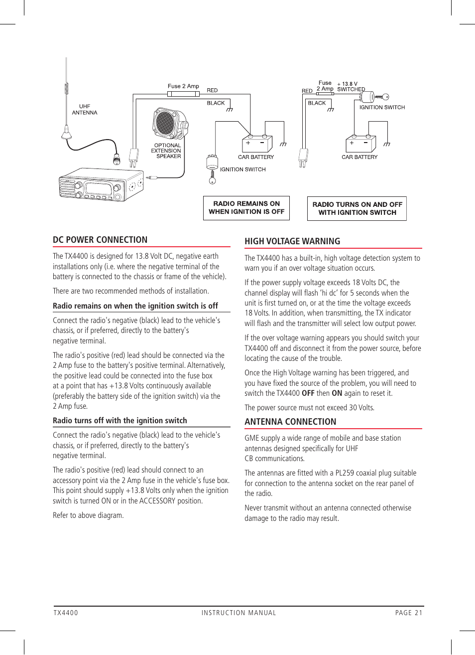 GME TX4400 User Manual | Page 21 / 24