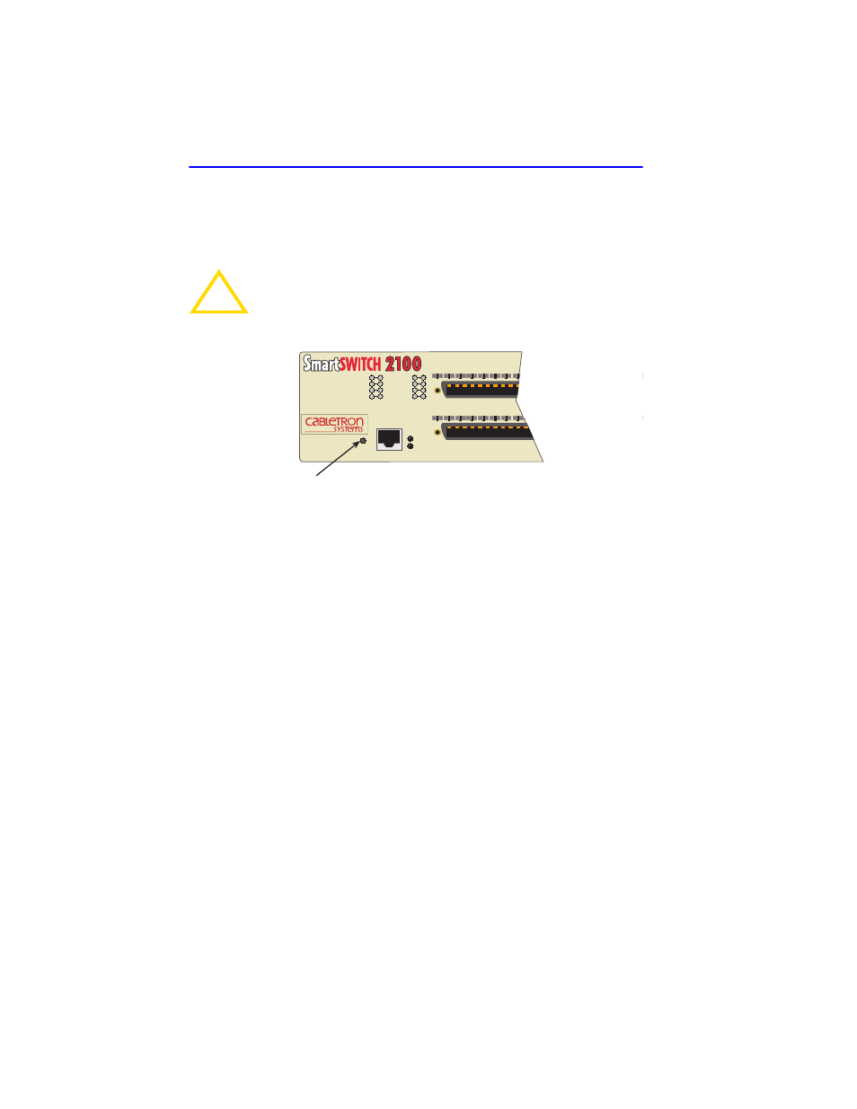 4 using the reset button, Using the reset button -8, Utton | Section 4.4, Figure 4-4 reset button | Cabletron Systems 2H23-50R User Manual | Page 50 / 182