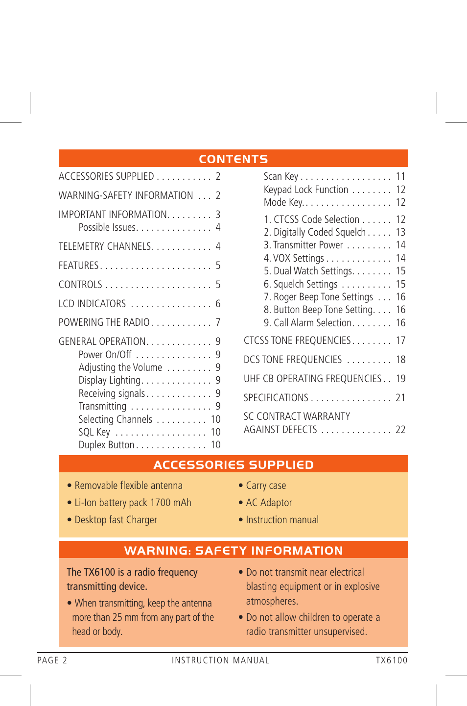 GME TX6100 User Manual | Page 2 / 24