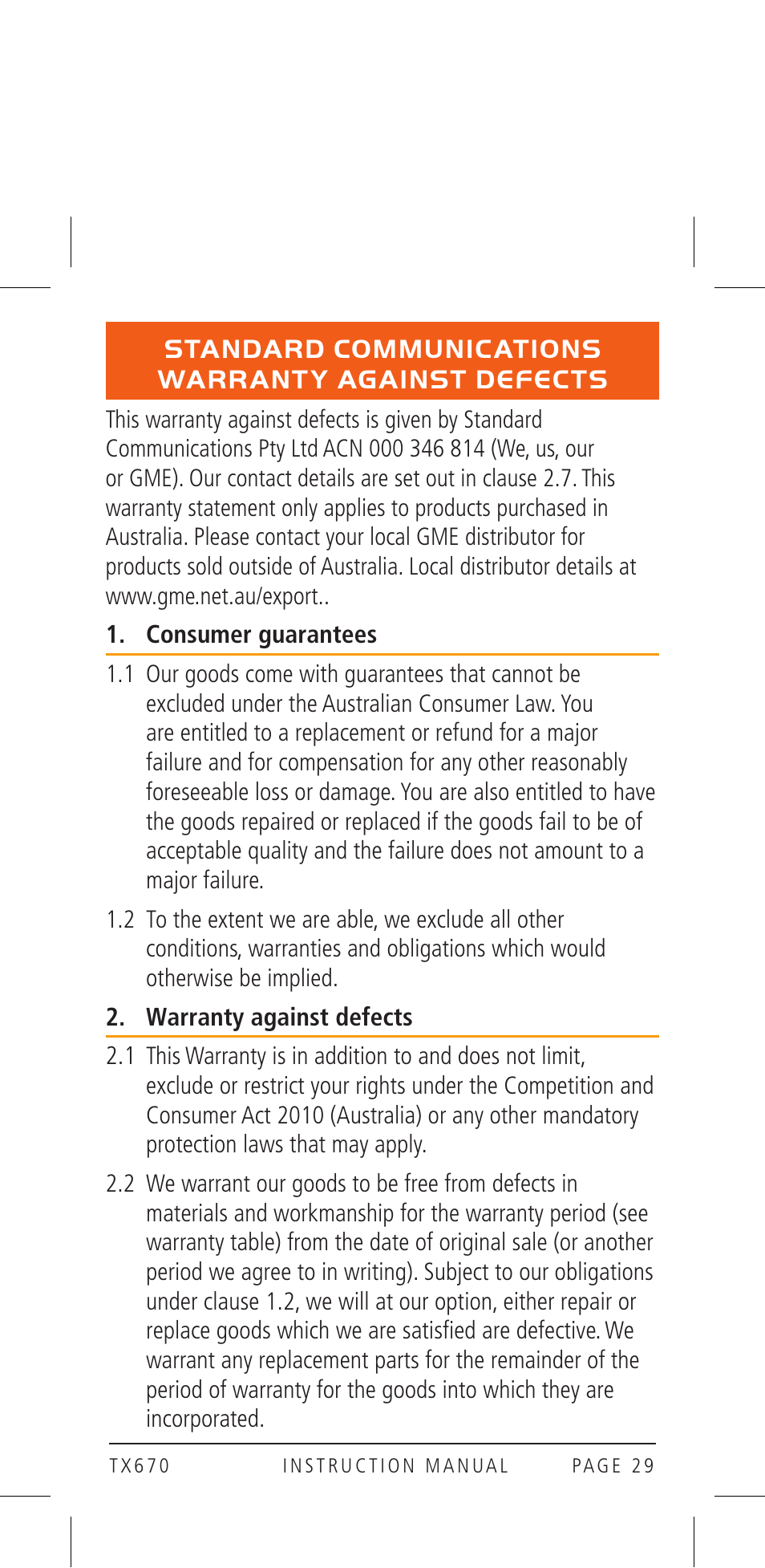 GME TX670 User Manual | Page 29 / 32