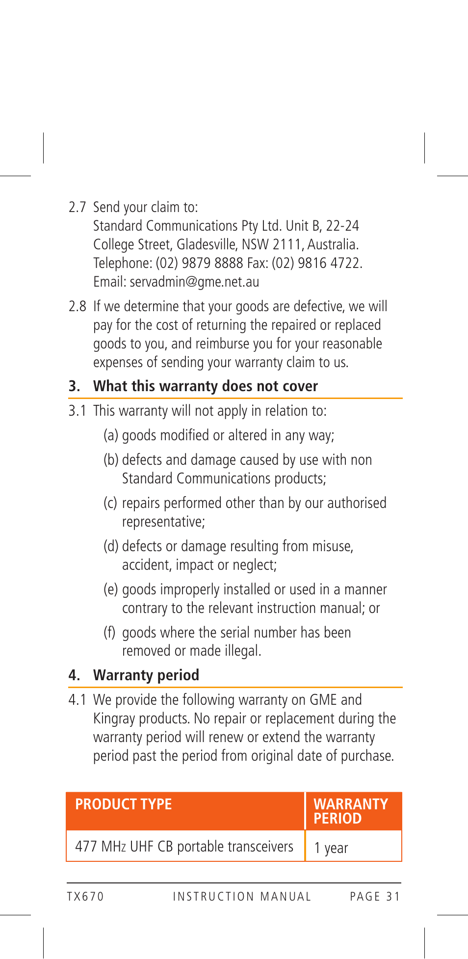 GME TX670 User Manual | Page 31 / 32