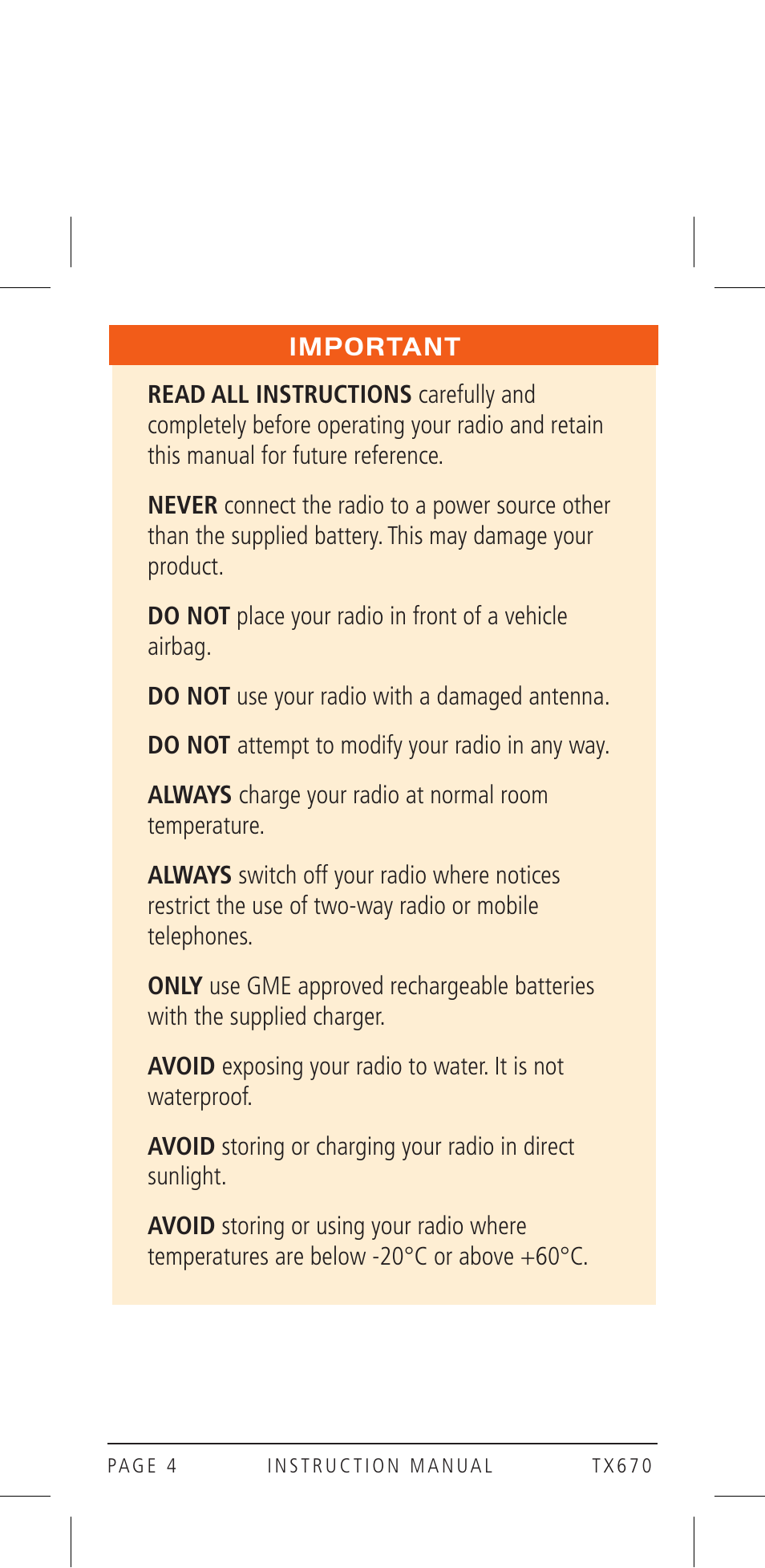 GME TX670 User Manual | Page 4 / 32