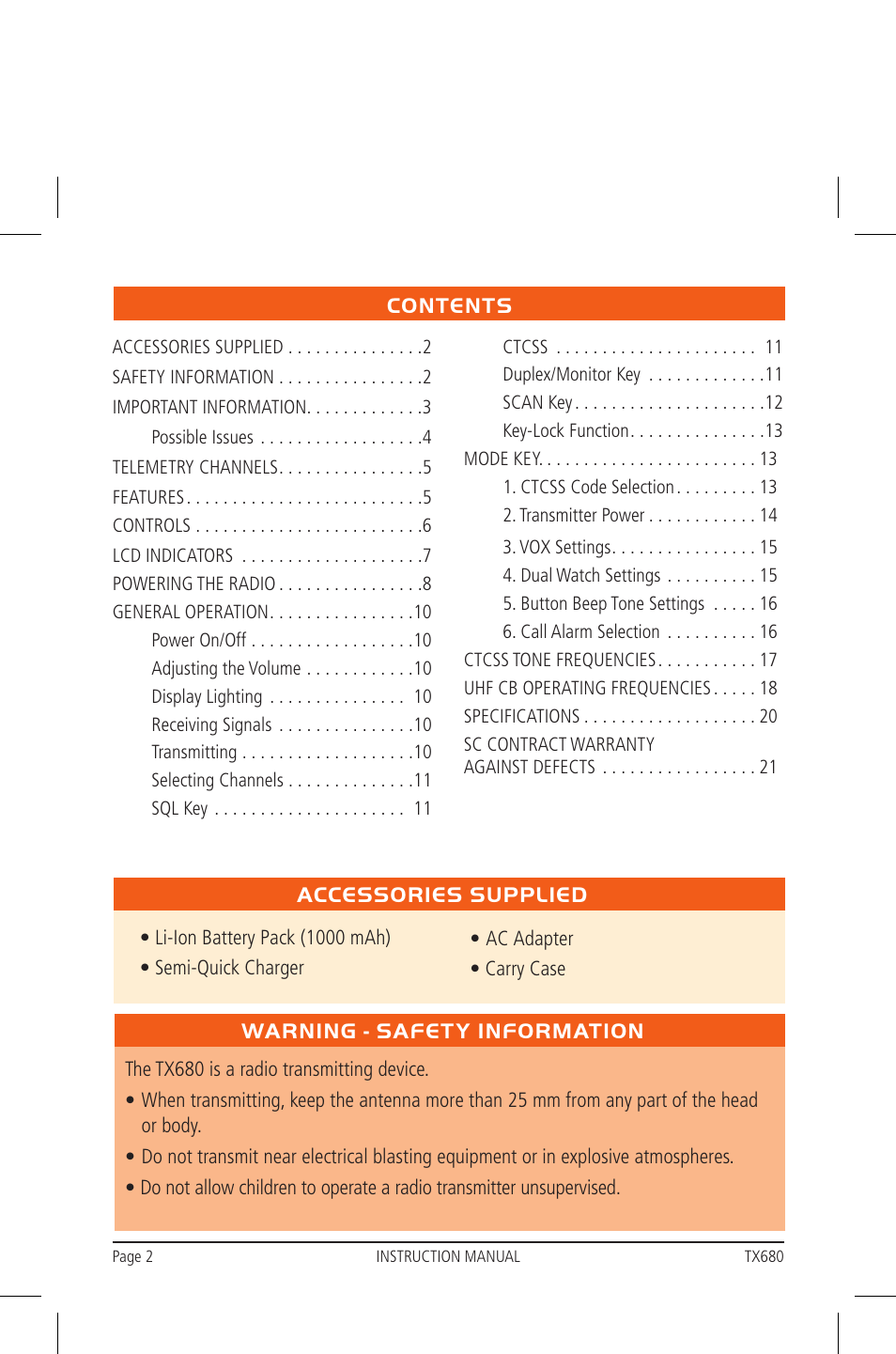 GME TX680 User Manual | Page 2 / 24