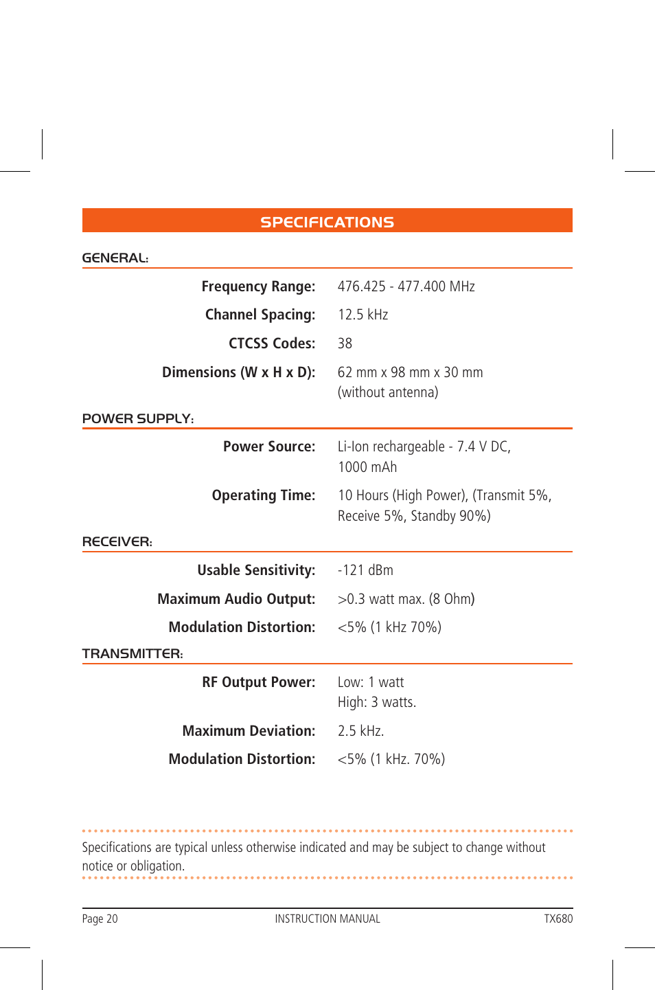 GME TX680 User Manual | Page 20 / 24
