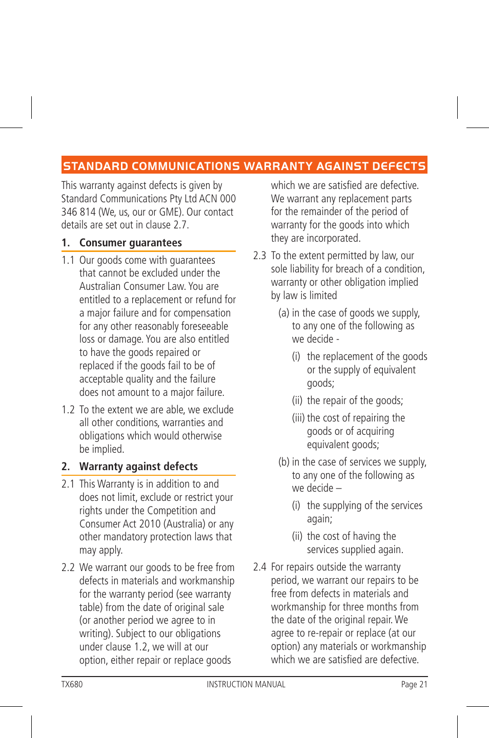 GME TX680 User Manual | Page 21 / 24