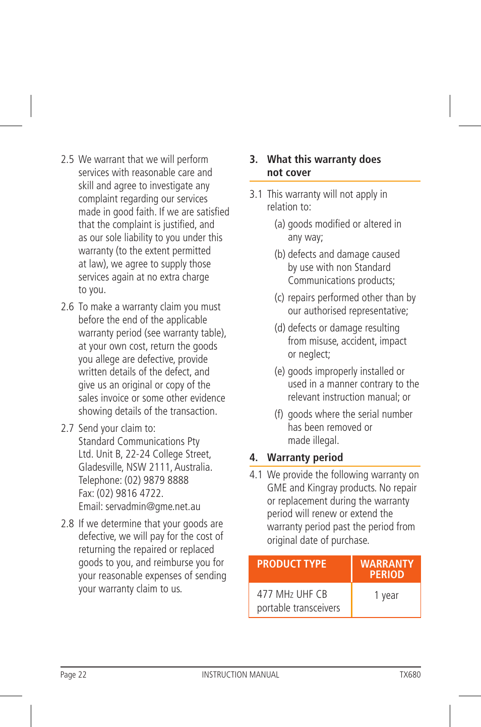 GME TX680 User Manual | Page 22 / 24