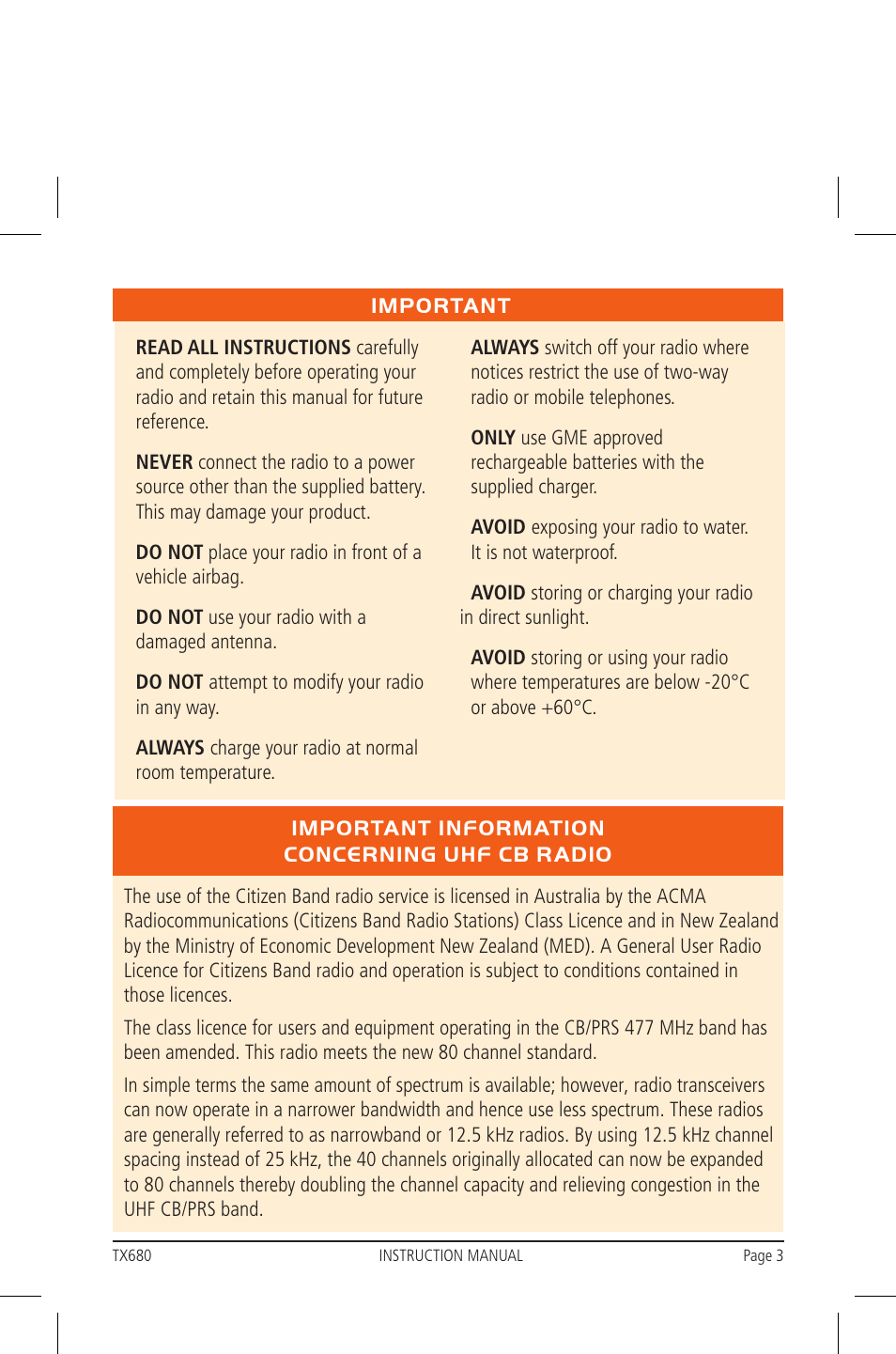 GME TX680 User Manual | Page 3 / 24