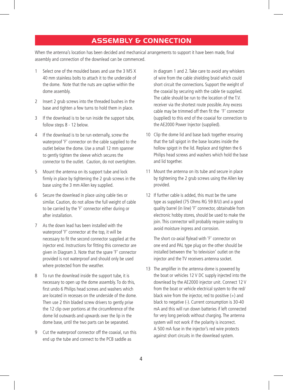 Assembly & connection | GME AE2000 User Manual | Page 4 / 8