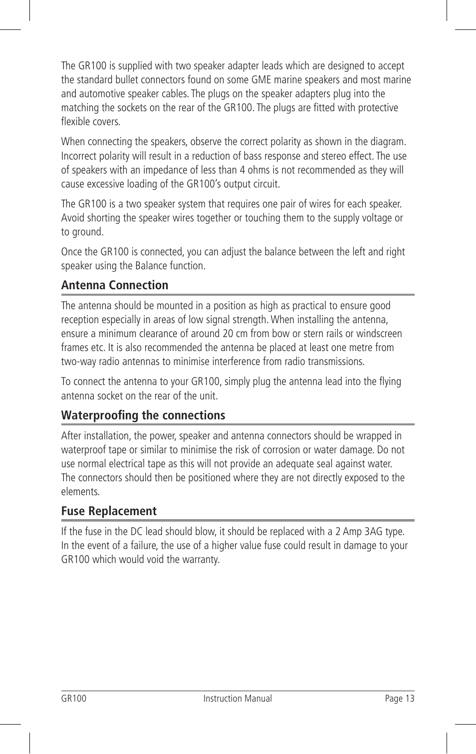 GME GR100 User Manual | Page 13 / 16