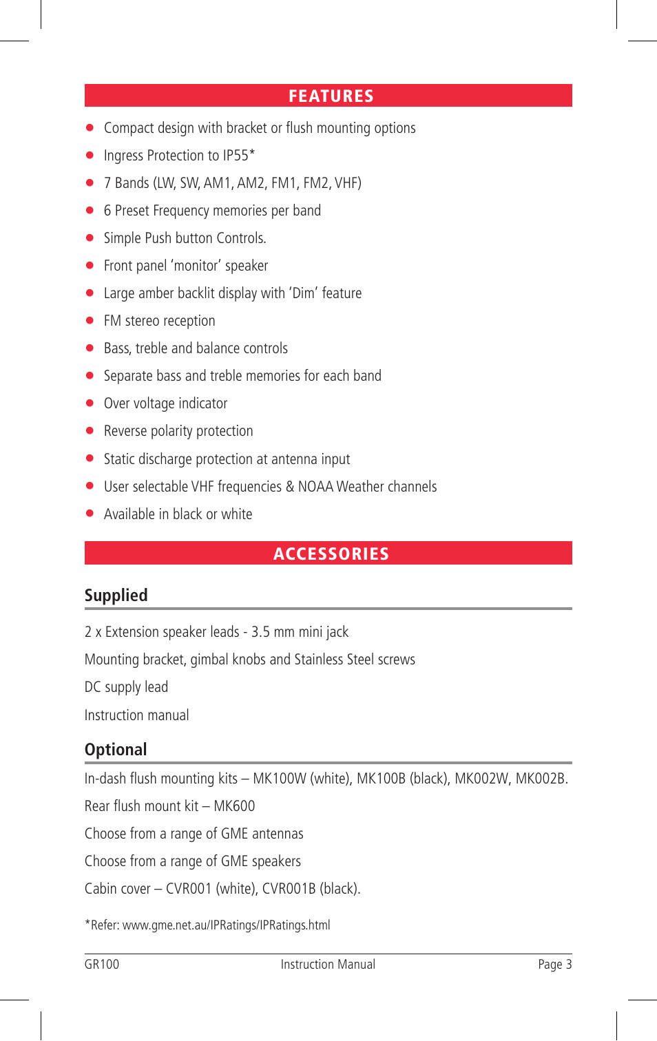 GME GR100 User Manual | Page 3 / 16
