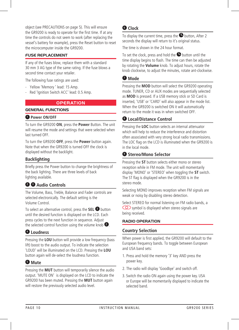 GME GR9240W User Manual | Page 10 / 20