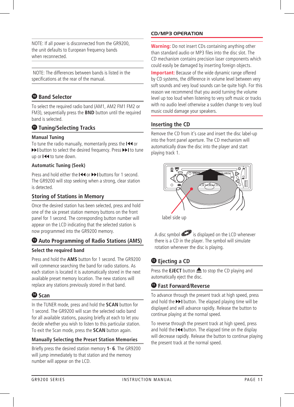 GME GR9240W User Manual | Page 11 / 20