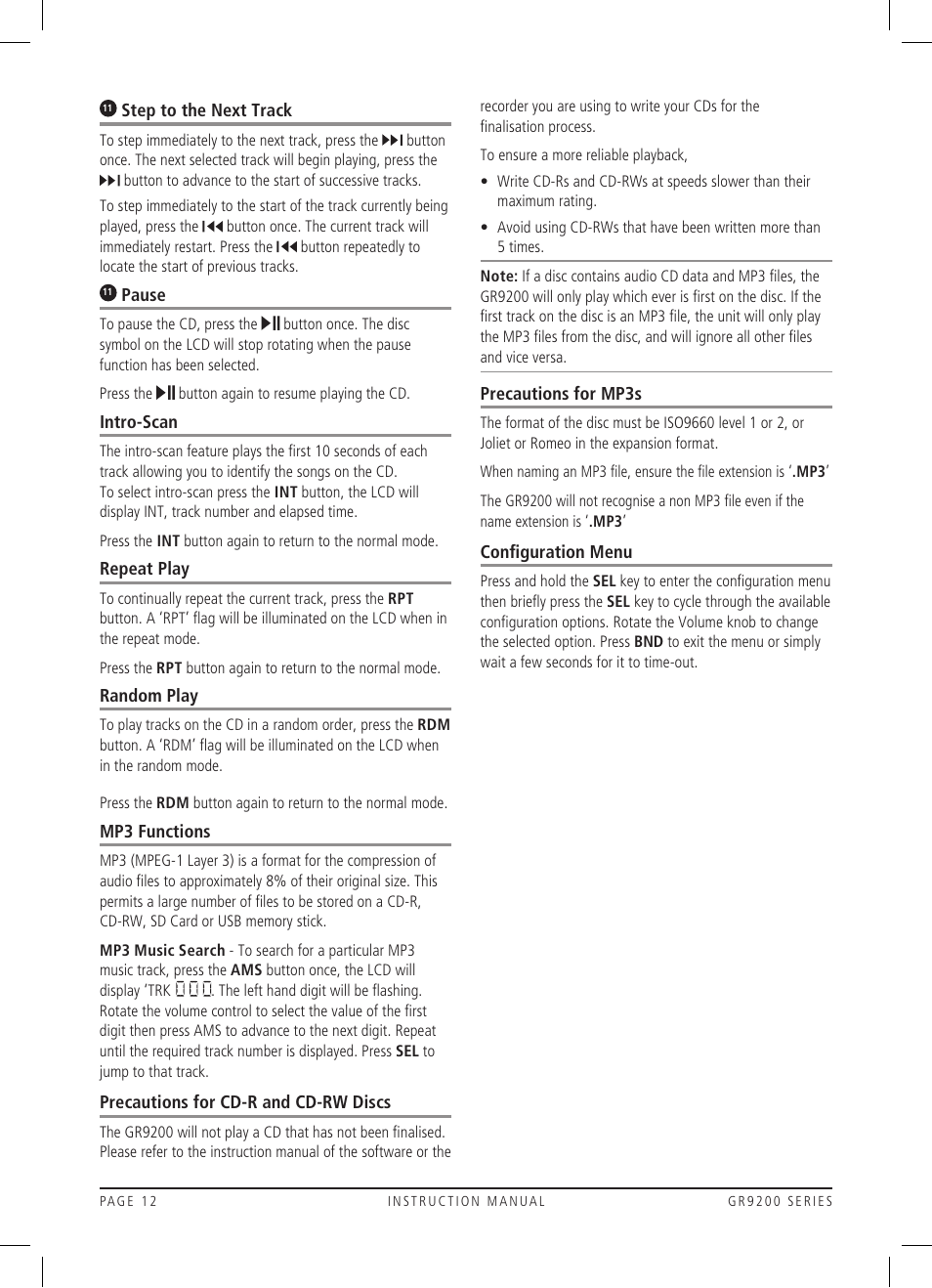 GME GR9240W User Manual | Page 12 / 20