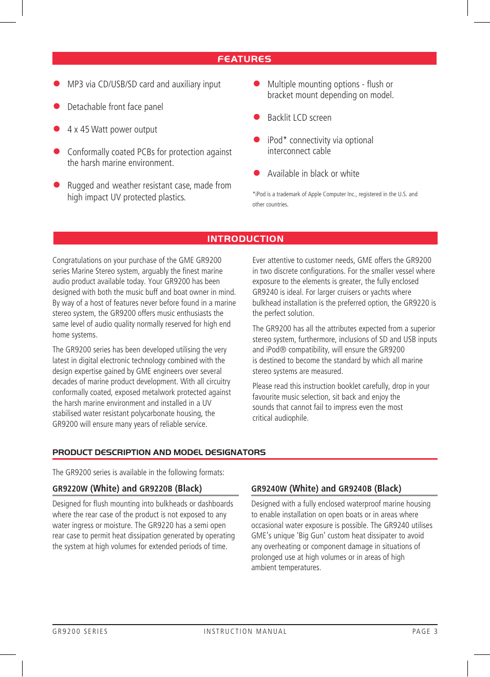 GME GR9240W User Manual | Page 3 / 20