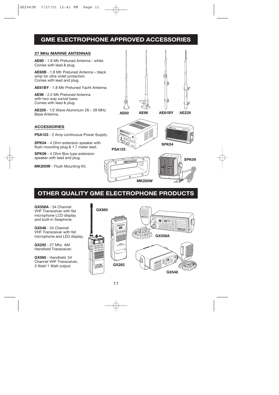 GME GX294 User Manual | Page 11 / 12