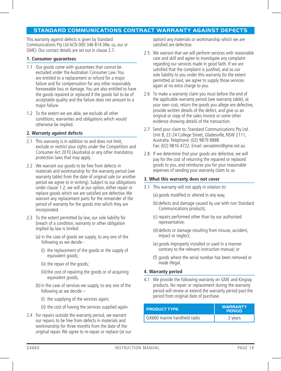 GME GX660 User Manual | Page 19 / 20