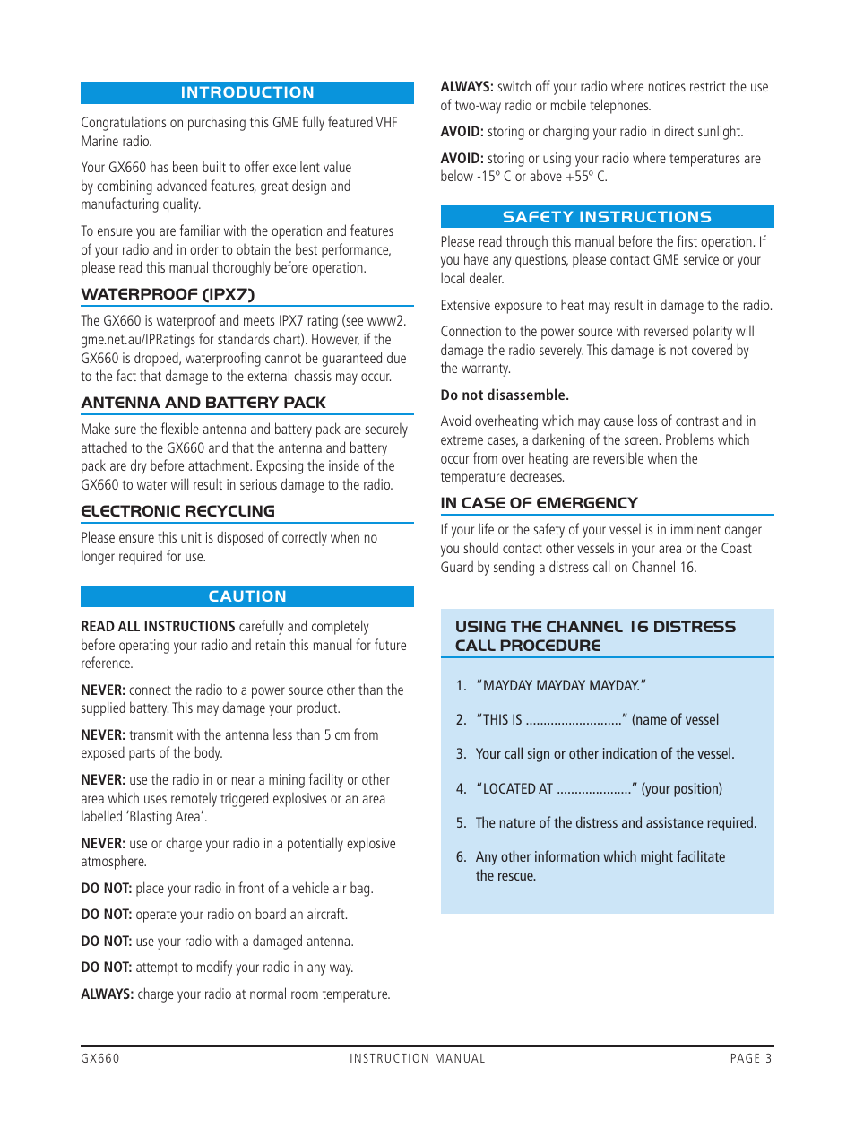 GME GX660 User Manual | Page 3 / 20