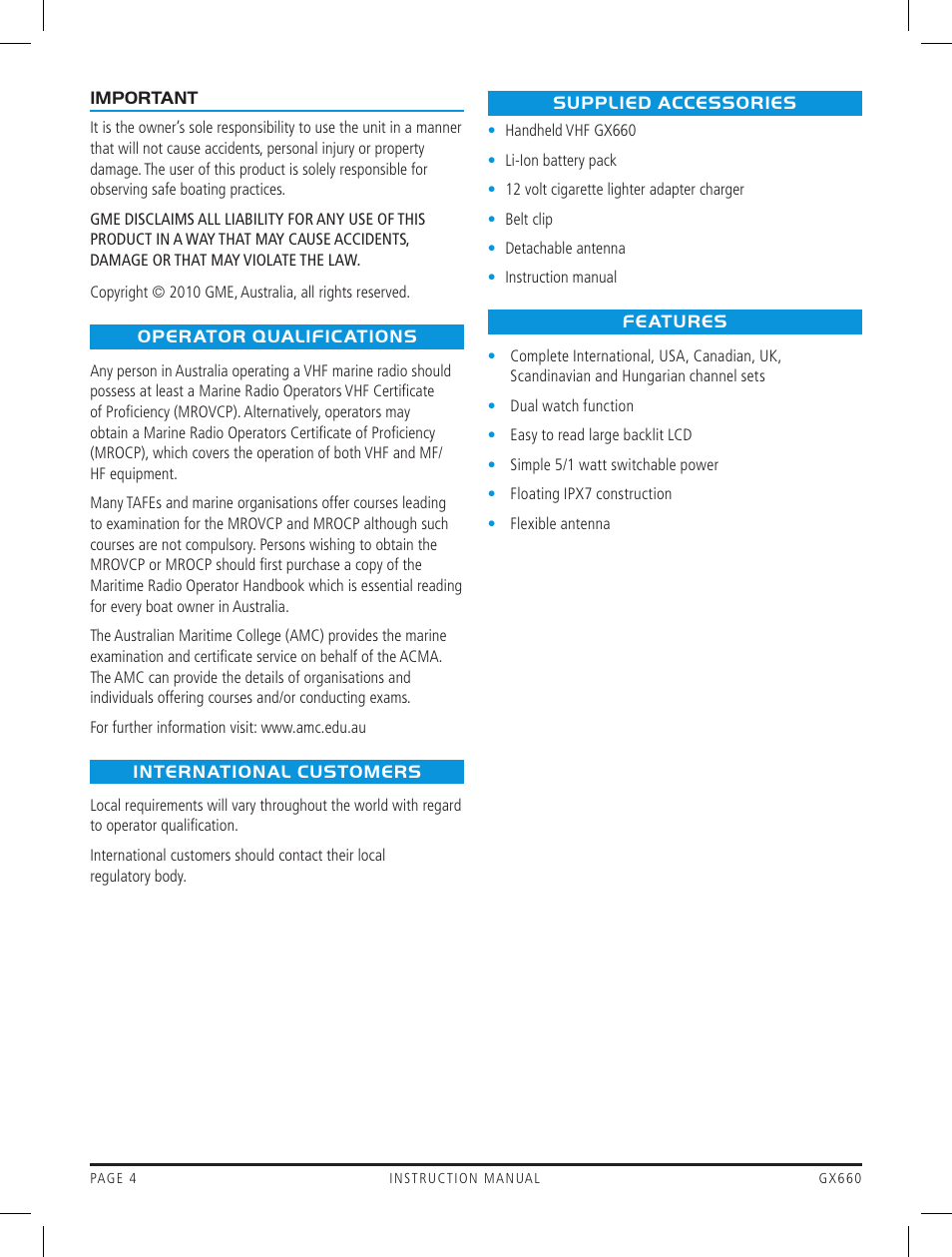 GME GX660 User Manual | Page 4 / 20