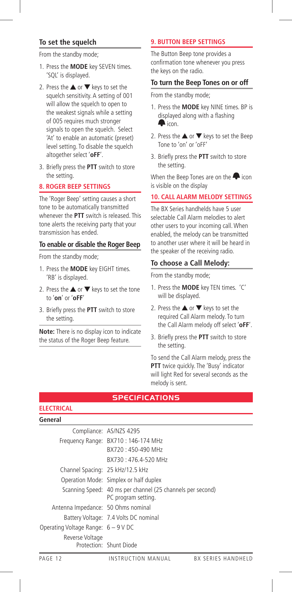 GME BX710 User Manual | Page 12 / 16