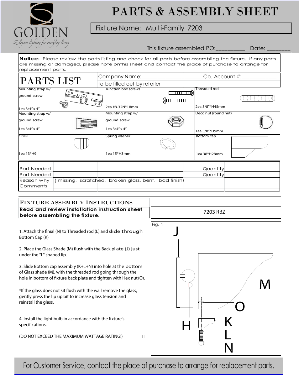 Golden Lighting 7203 User Manual | 1 page