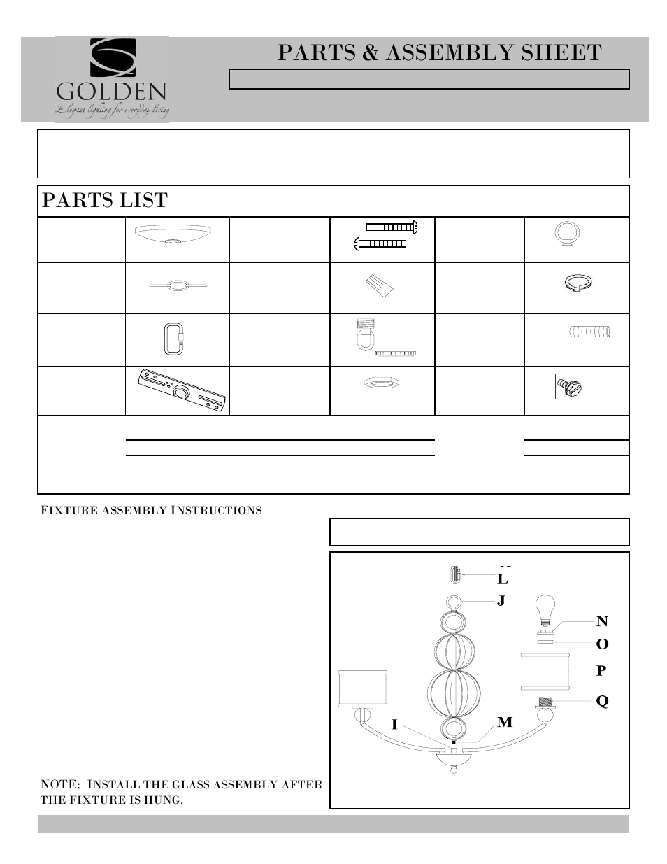 Golden Lighting 1030-6 CH User Manual | 3 pages