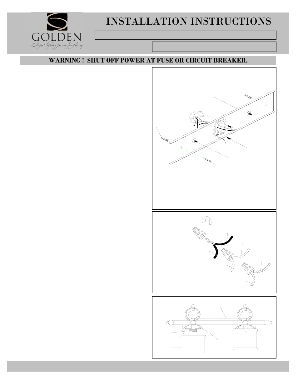 Ac d e b, Fj h g, Installation instructions | Golden Lighting 1030-BA2 CH User Manual | Page 2 / 2