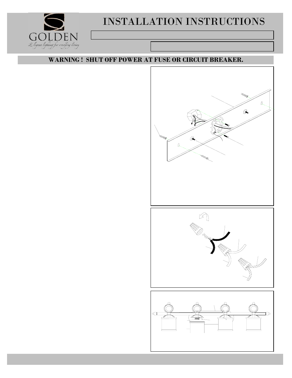 Ac d e b, Installation instructions, Fj h g | Golden Lighting 1030-BA4 CH User Manual | Page 2 / 2