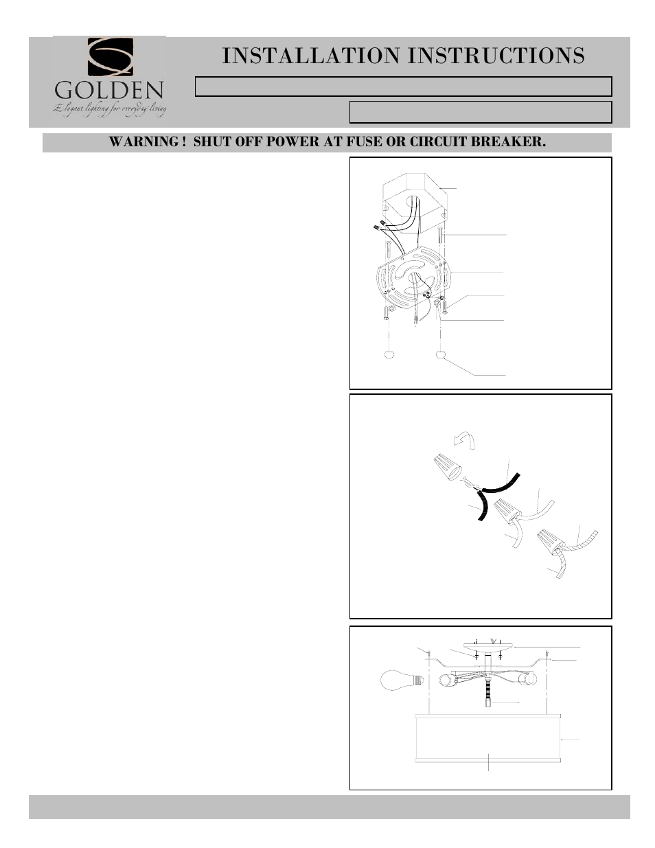Installation instructions, Ad c, Junction box (ceiling) | Golden Lighting 1030-FM CH User Manual | Page 2 / 2