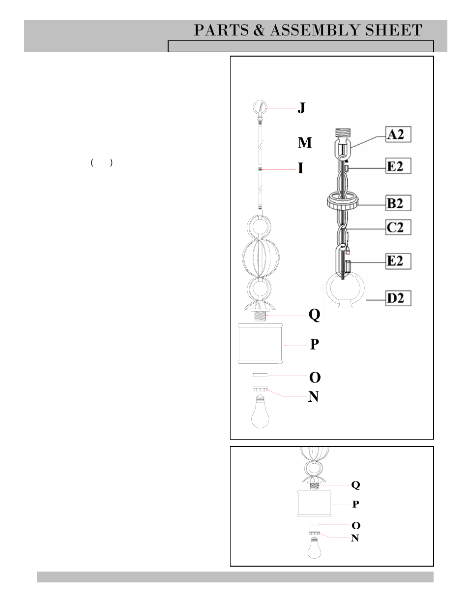 Parts & assembly sheet | Golden Lighting 1030-M1L CH User Manual | Page 2 / 3