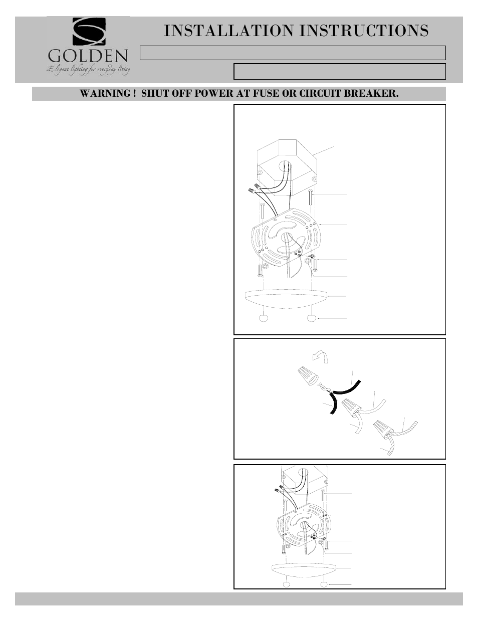 Installation instructions | Golden Lighting 1030-SF CH User Manual | Page 3 / 4