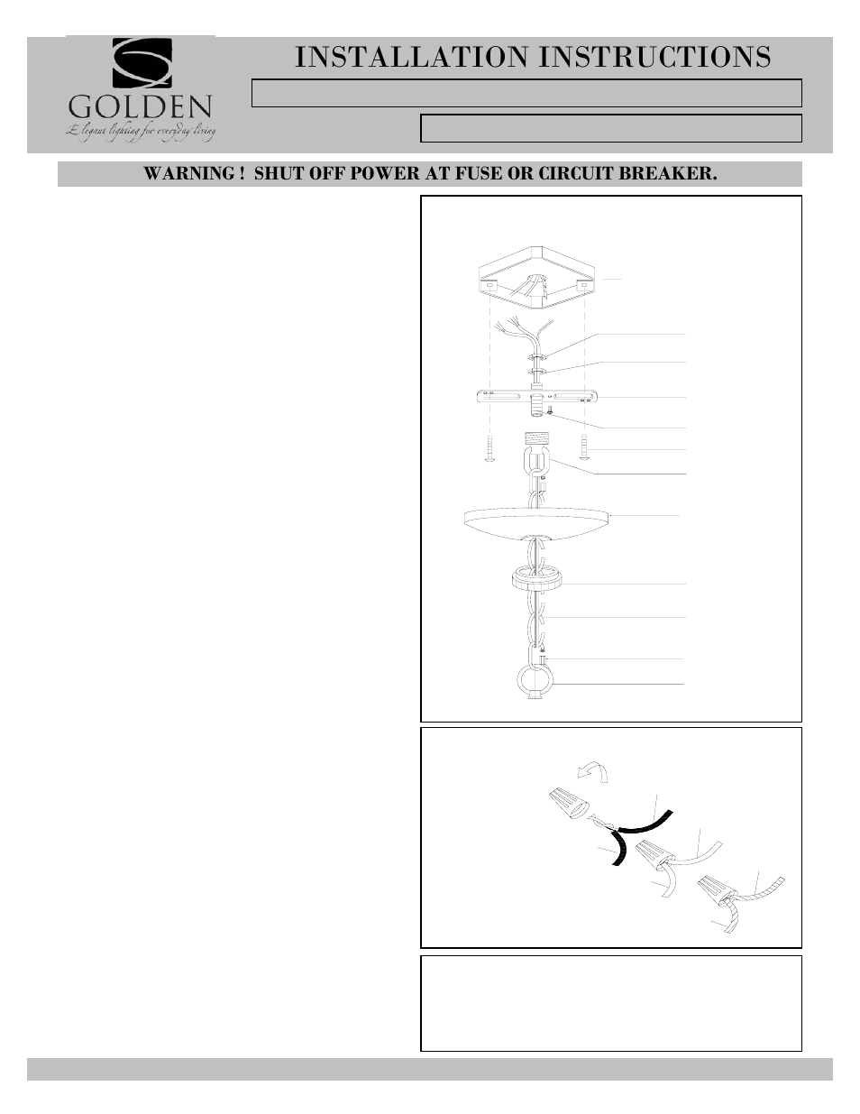 Installation instructions, Lb c a, Junction box (ceiling) | Golden Lighting 1030-SF CH User Manual | Page 4 / 4
