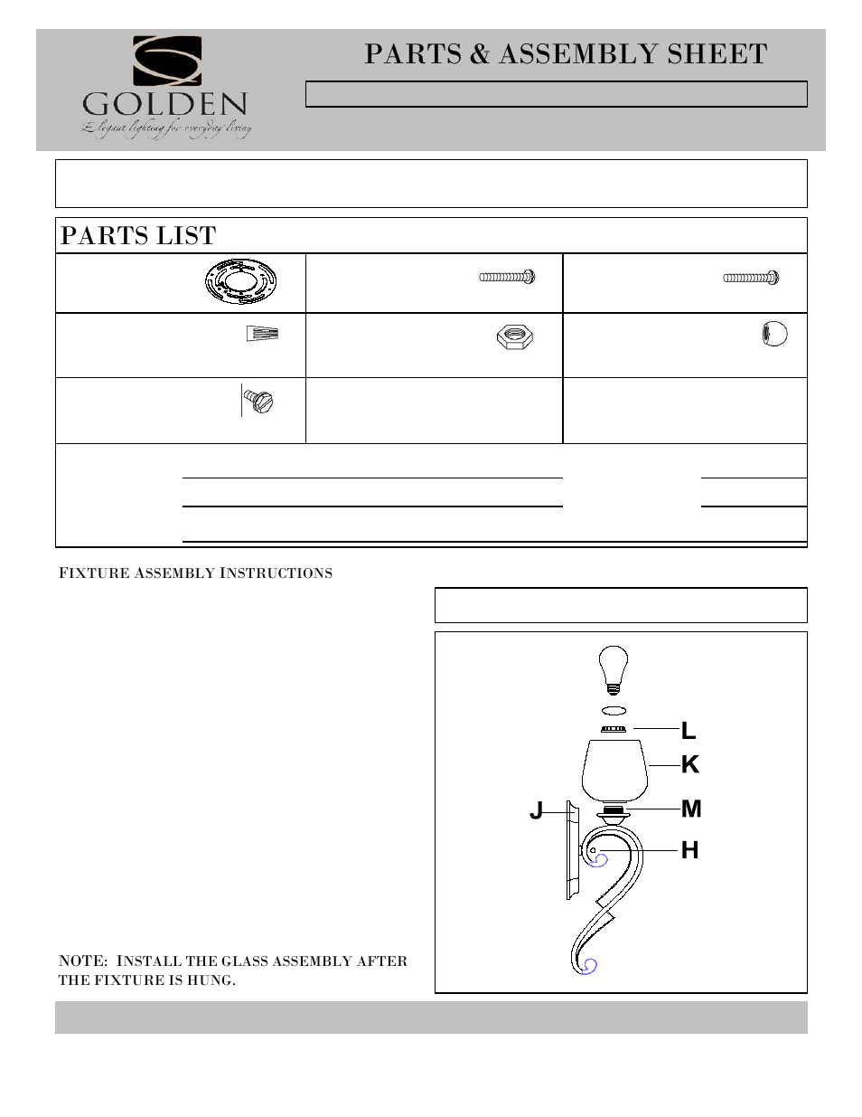 Golden Lighting 1089-1W RSB-PRL User Manual | 2 pages