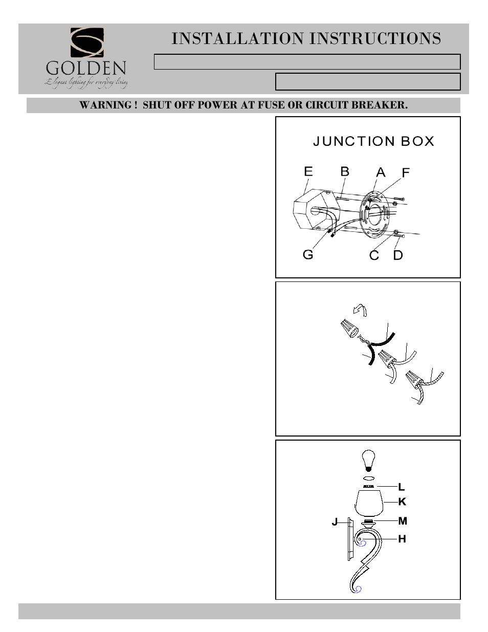 1089-1w-i, Installation instructions | Golden Lighting 1089-1W RSB-PRL User Manual | Page 2 / 2