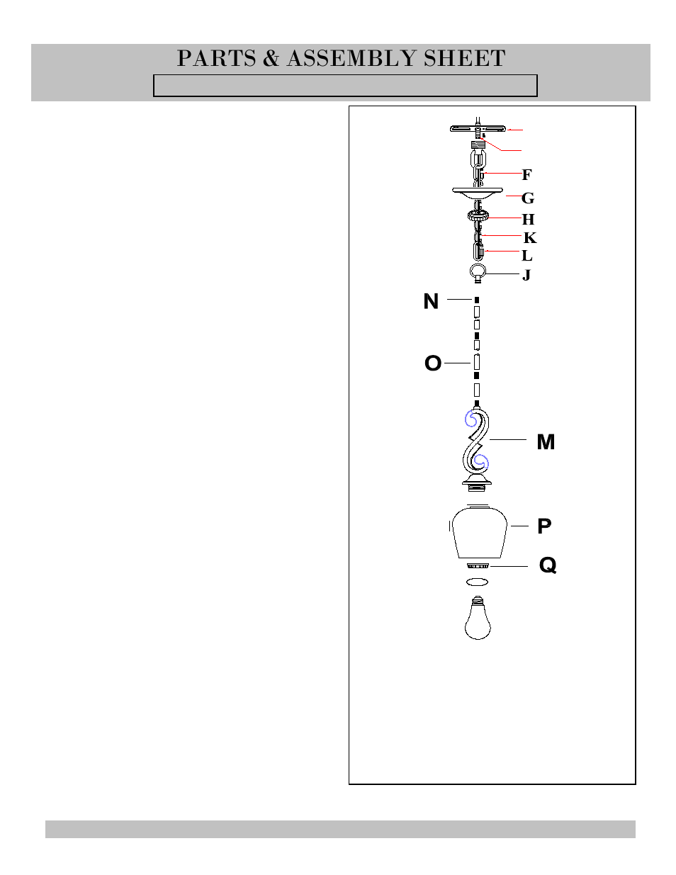 Parts & assembly sheet | Golden Lighting 1089-M1L RSB-PRL User Manual | Page 2 / 3