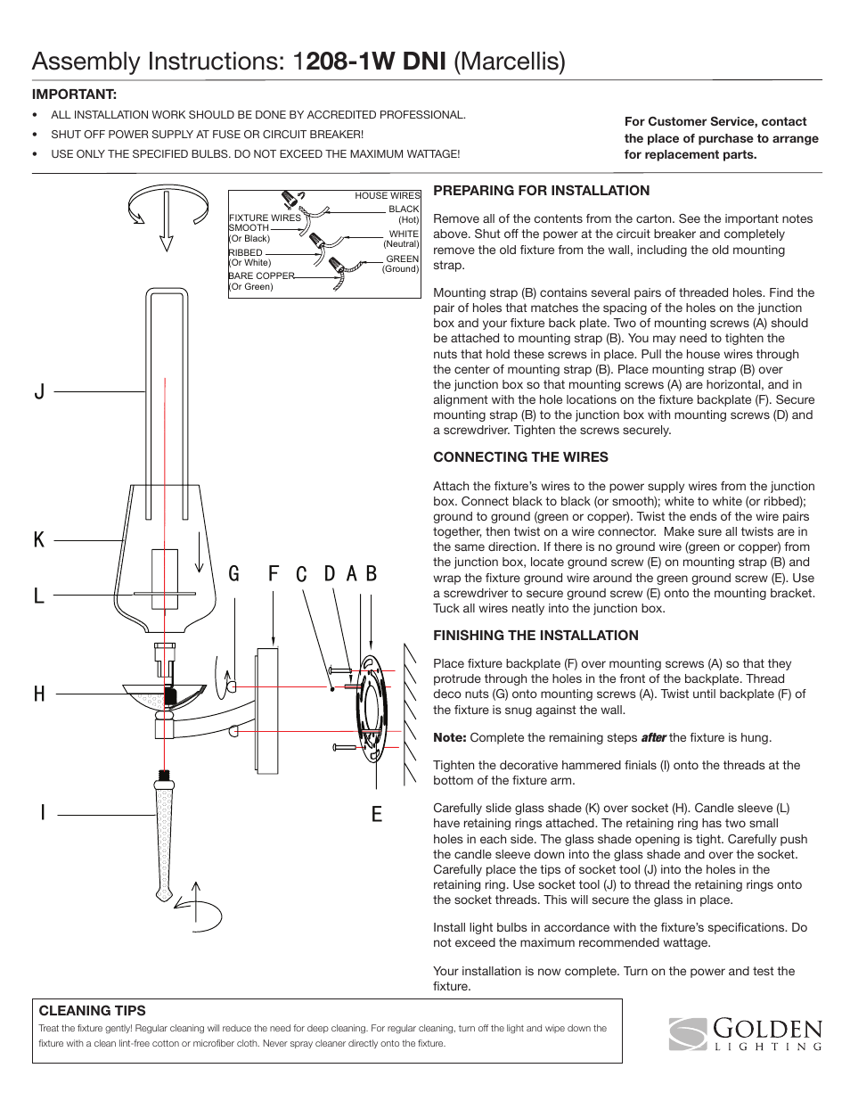 Golden Lighting 1208-1W DNI User Manual | 1 page