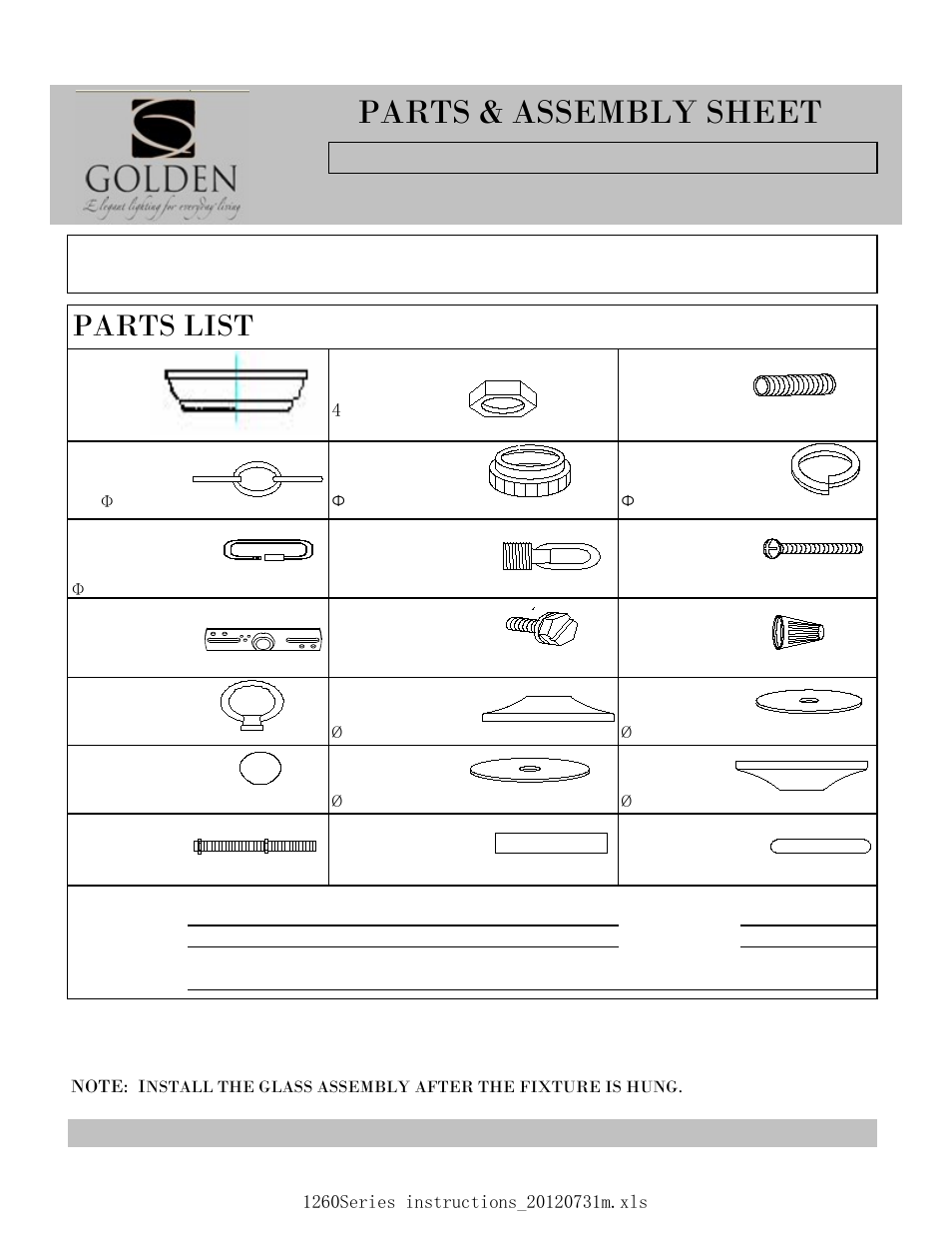 Golden Lighting 1260-3P RBZ User Manual | 3 pages