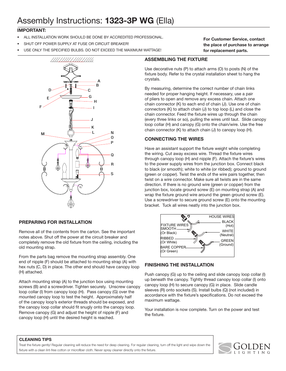 Golden Lighting 1323-3P WG User Manual | 2 pages