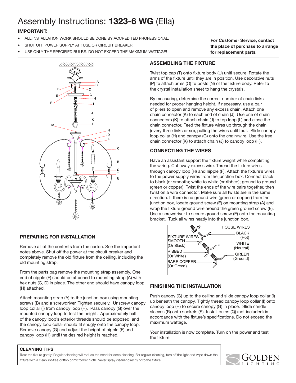 Golden Lighting 1323-6 WG User Manual | 2 pages