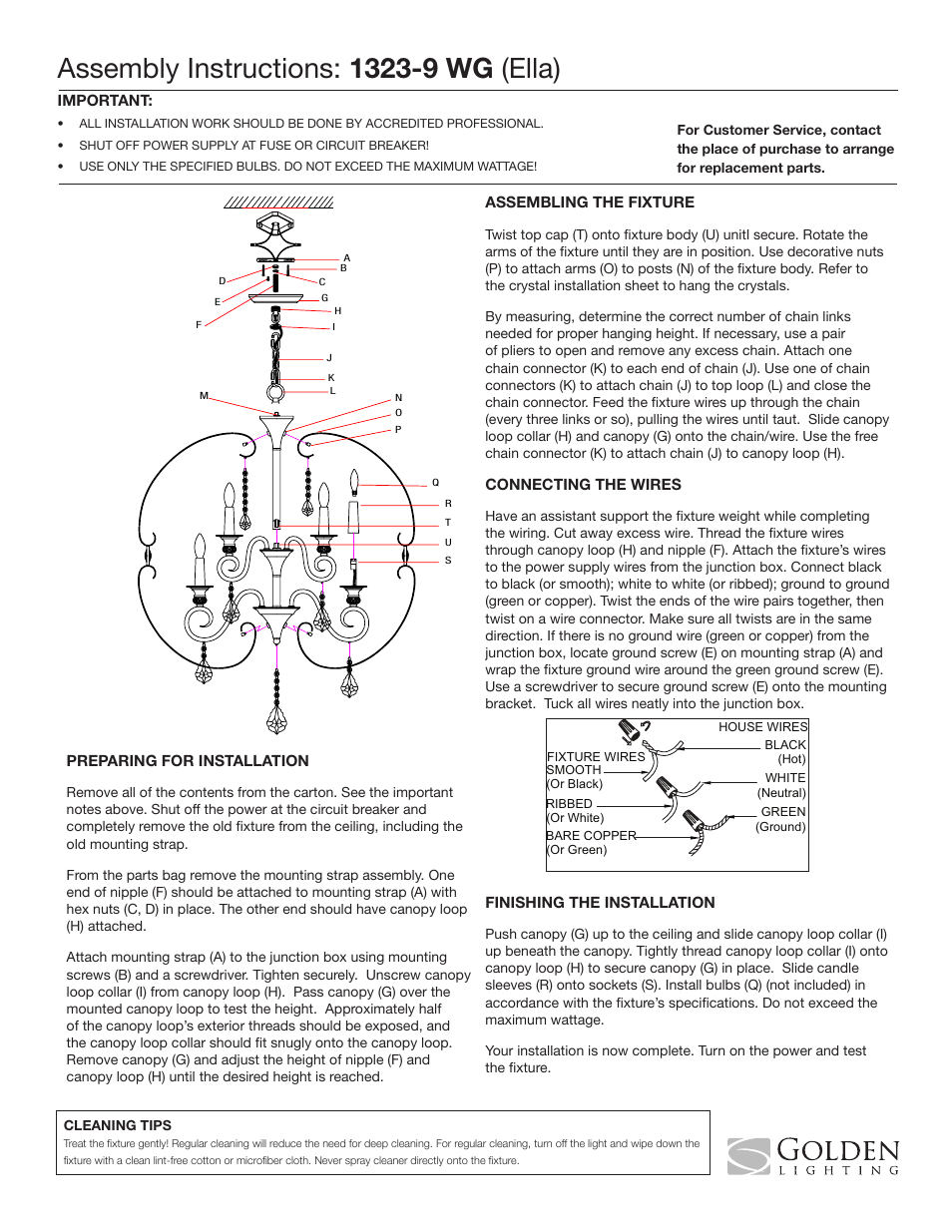 Golden Lighting 1323-9 WG User Manual | 2 pages