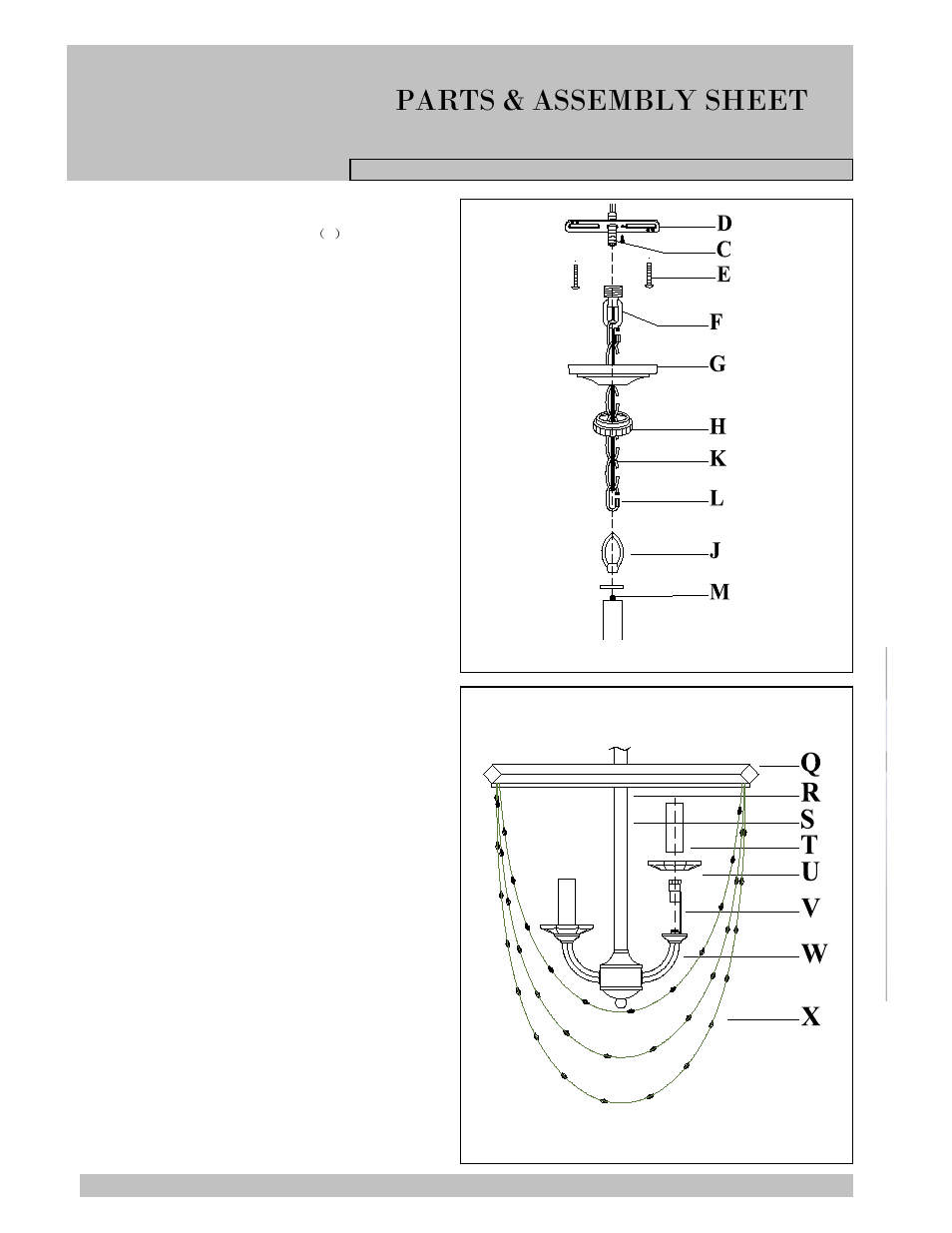 Parts & assembly sheet | Golden Lighting 1425-3P WG User Manual | Page 2 / 3