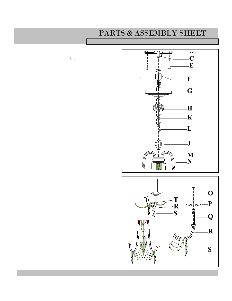 Parts & assembly sheet | Golden Lighting 1425-5 WG User Manual | Page 2 / 3