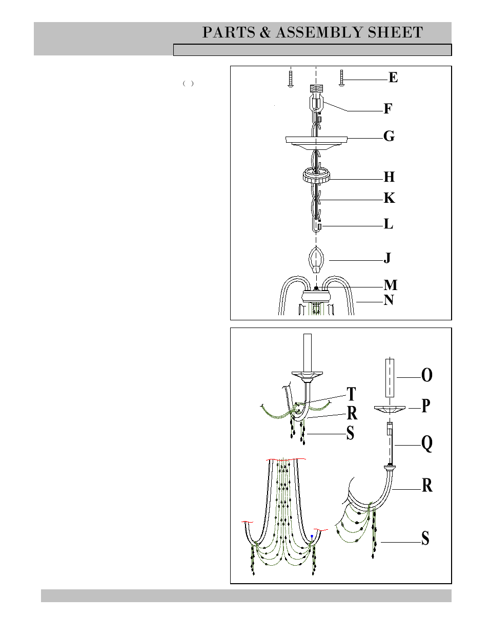 Parts & assembly sheet | Golden Lighting 1425-9 WG User Manual | Page 2 / 3